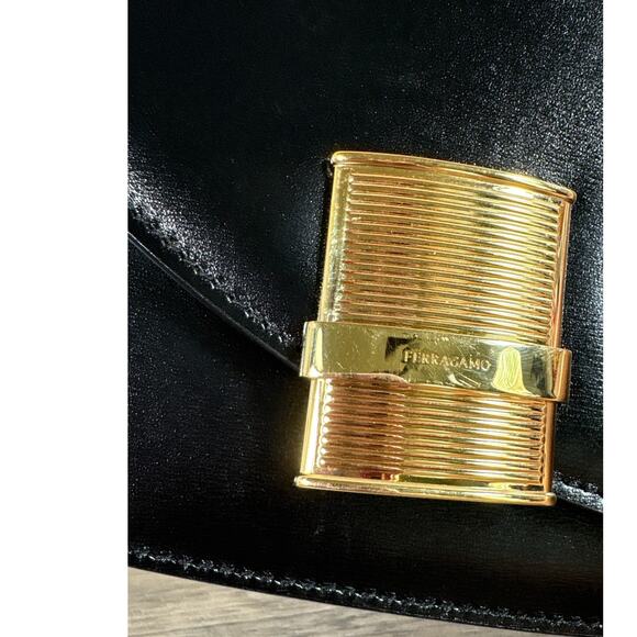 Salvatore‎ Ferragamo Calfskin Fiamma Small Crossbody Black - Picture 2 of 11